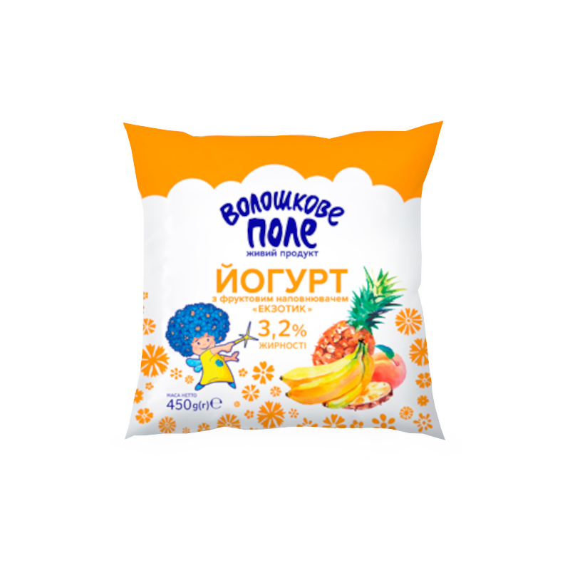 Йогурт питний ВОЛОШКОВЕ ПОЛЕ екзотик, 3,2%, 450 г